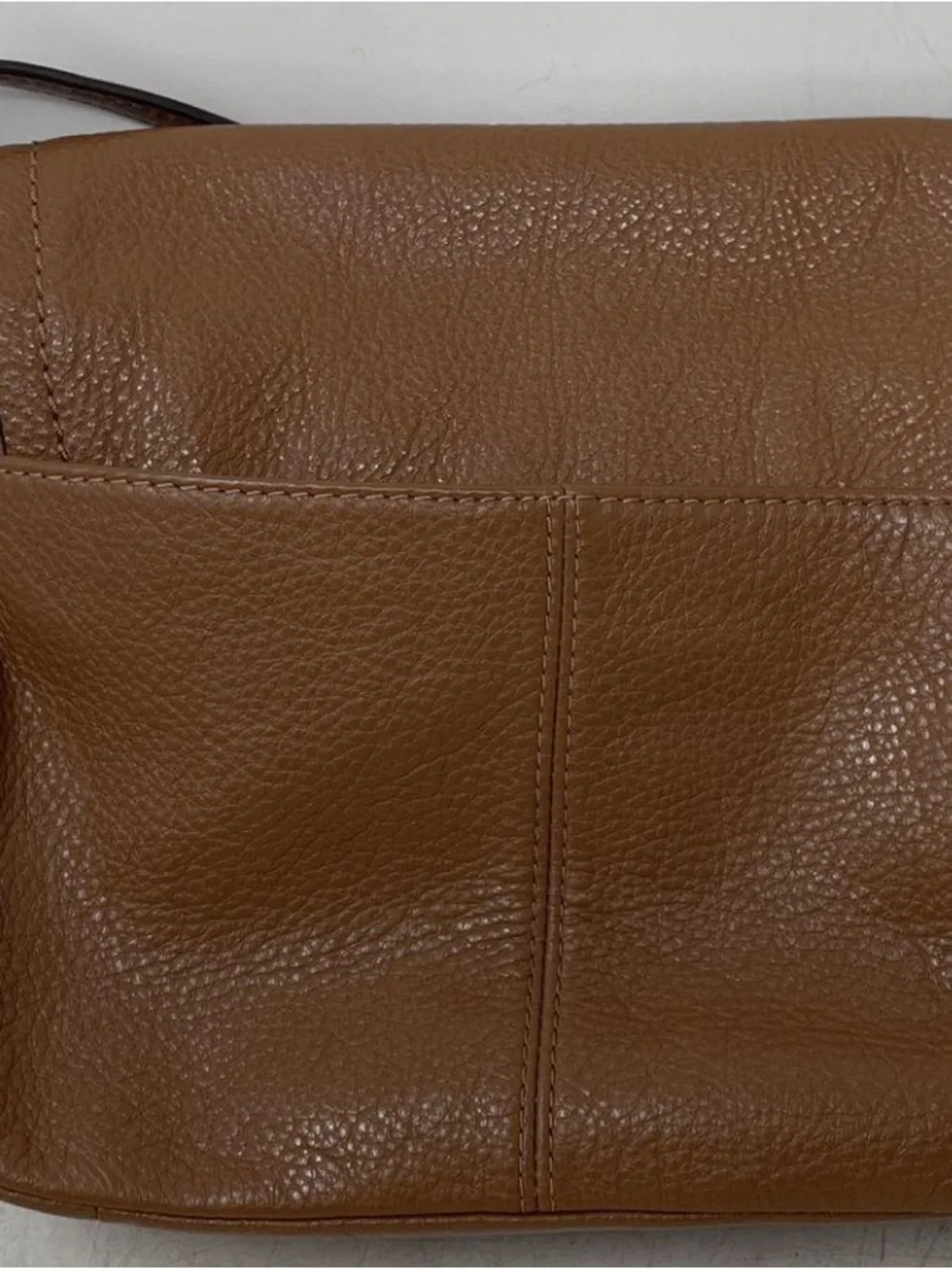 COACH Leather Flap Crossbody Bag Brown Pebble Leather Silver Hardware EUC